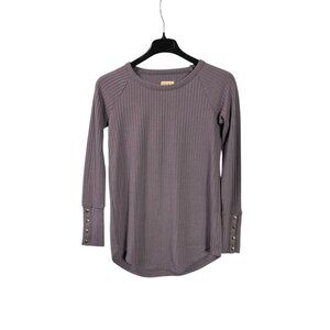 Chaser Womens Purple Waffle Knit Thermal Top Long Sleeve Size S